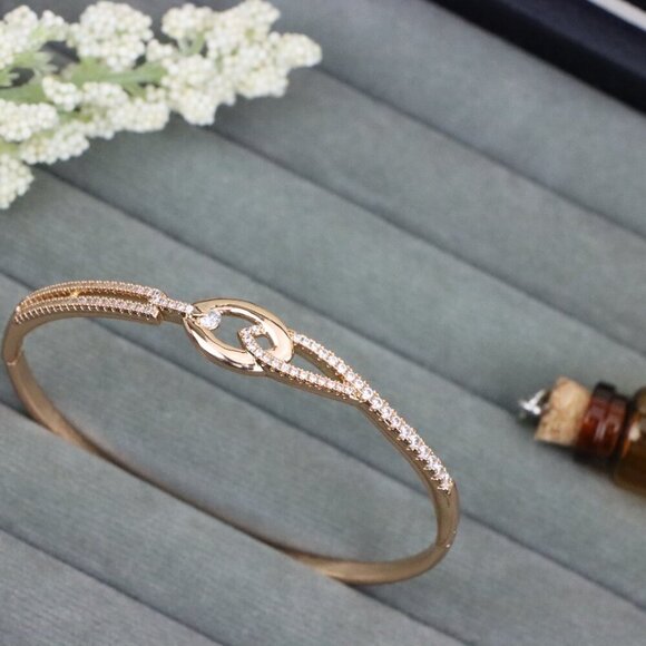 Elegant Rose Gold Bangle with Dainty Diamond Accents, XPBL0563 - Picture 11 of 12